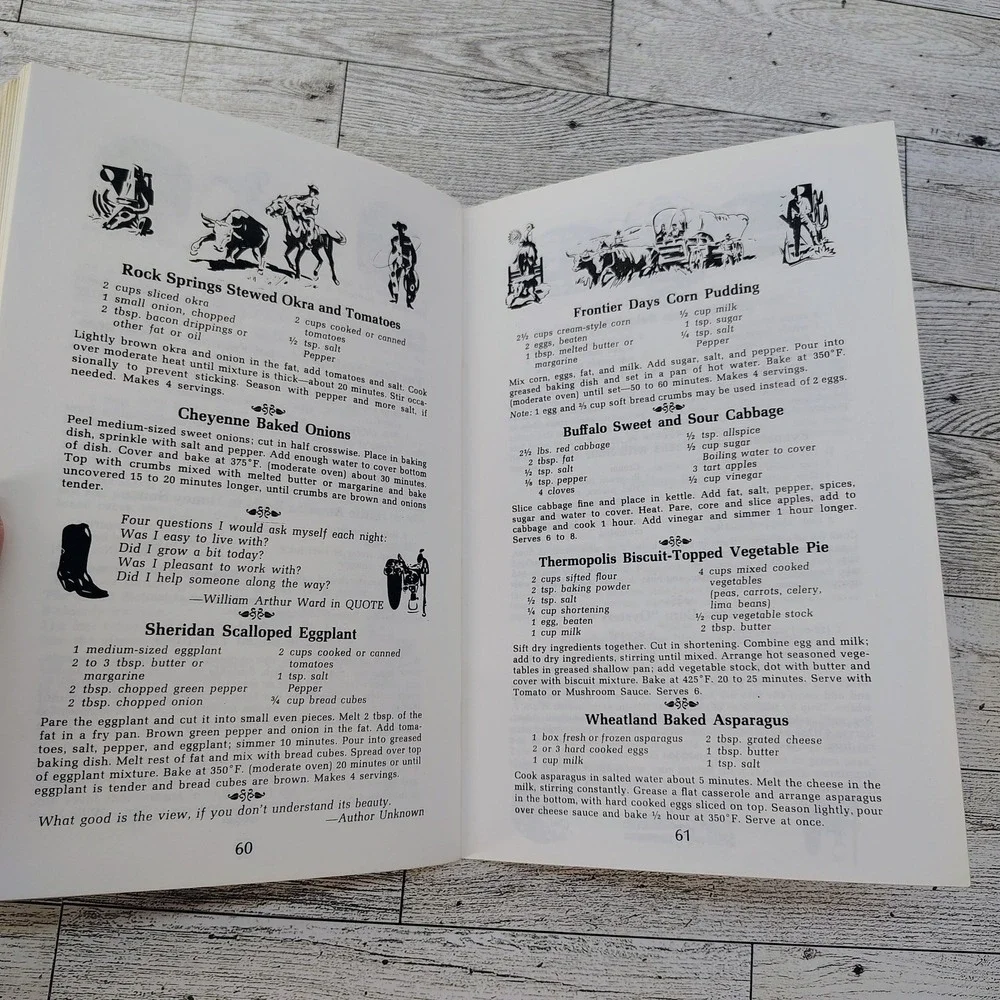Wyoming Cookin Cookbook 1976 Herb Walker Vibrant Cover Graphics Travel Souvenier